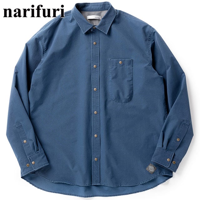 ナリフリ narifuri NFC ピグメントメッシュシャツ [NF4059-084 FW25] メンズ トップス 長袖 ストレッチ アウトドア カジュアル INDIGO 正規取扱店