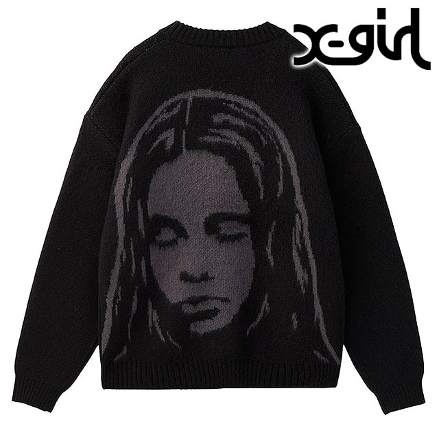 エックスガール X-girl フェイス ジャガードニットカーディガン