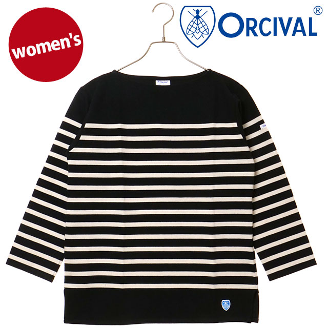 オーシバル ORCIVAL ボートネック ロングスリーブプルオーバー [#6803 FW25] BOAT NECK L/S P.O. フランス製 レディース トップス カットソー 長袖Tシャツ ボーダー BLACK/FLOUR 正規取扱店