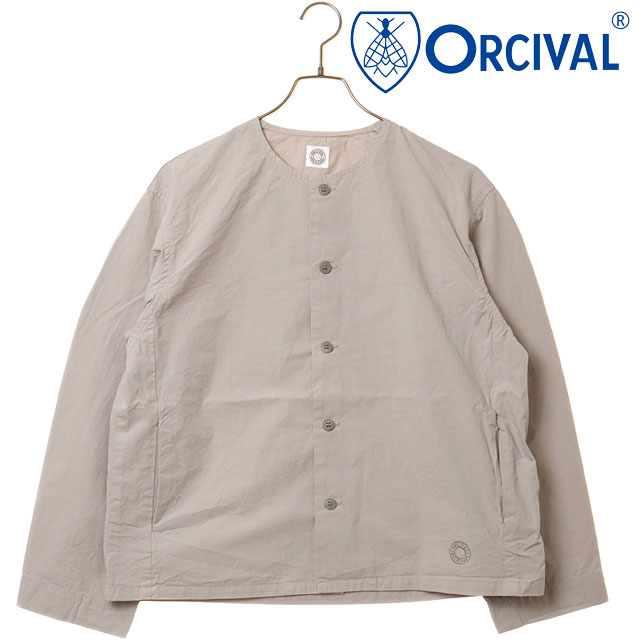 オーシバル ORCIVAL カラーレス シャツ [OR-B0421-OOM FW25] COLLARLESS SHIRT 日本製 メンズ・レディース ライトアウター ブルゾン ノーカラー 製品染め LT.GREY 正規取扱店