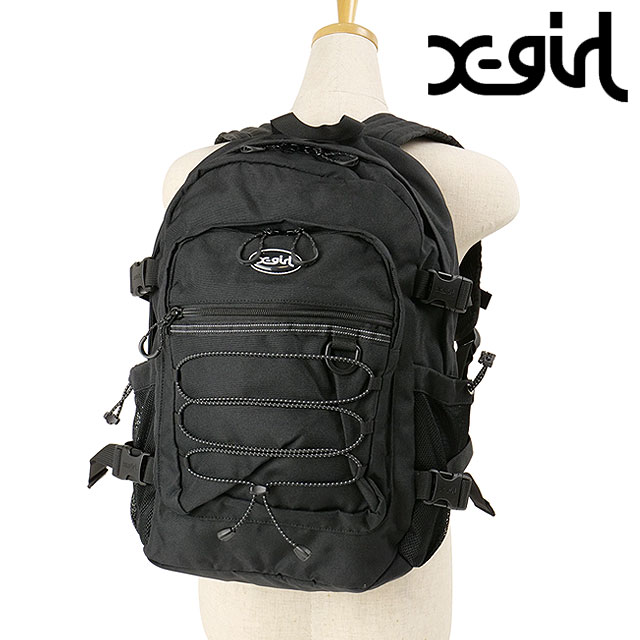 エックスガール X-girl レディース バンジーコード バックパック [105234053005 HO23] BUNGEE CORD BACKPACK xgirl 鞄 デイパック 通勤 通学 BLACK 正規取扱店