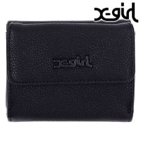 エックスガール X-girl フェイクレザー ミニウォレット [105234054017] FAUX LEATHER MINI WALLET レディース xgirl 三つ折り財布 ミニ財布 BLACK