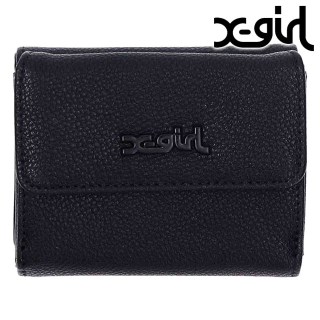 エックスガール X-girl フェイクレザー ミニウォレット [105234054017] FAUX LEATHER MINI WALLET レディース xgirl 三つ折り財布 ミニ財布 BLACK 正規取扱店