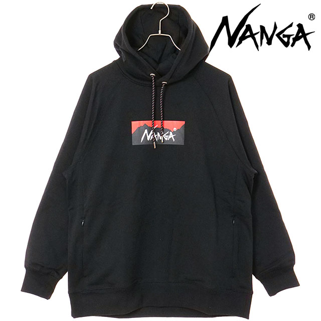 ナンガ NANGA エコハイブリッド ボックスロゴ スウェットフーディー [NW2441-1F002 FW25] ECO HYBRID BOX LOGO SWEAT HOODIE メンズ トップス プルオーバー パーカー 長袖 ラグランスリーブ P.BLK 正規取扱店