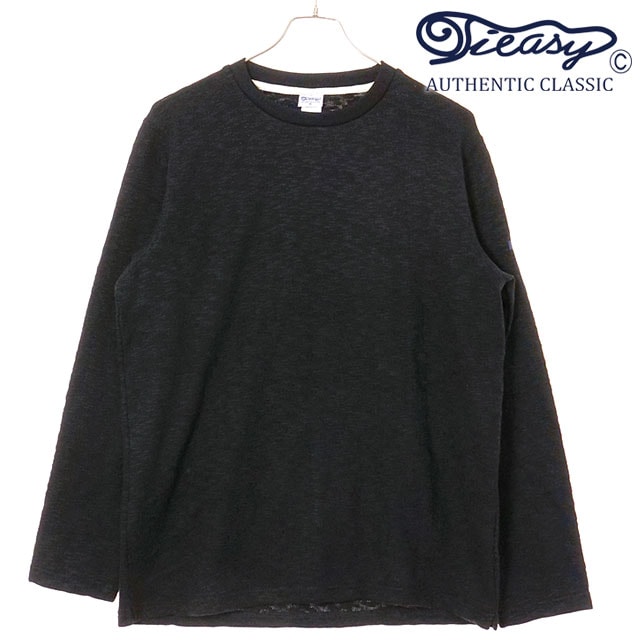 ティージー Tieasy オリジナルクルーネックシャツ [te002C FW25] Tieasy ORIGINAL CREWNECK メンズ トップス 長袖Tシャツ 日本製 オーガニックコットン BLACK 正規取扱店