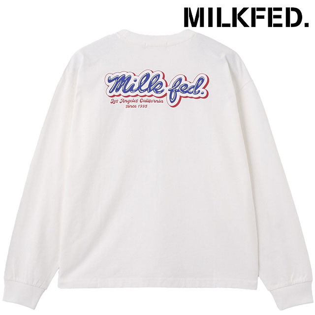 ミルクフェド MILKFED. アイシングロゴ Tシャツ [103254011002 FW25] ICING LOGO L/S TEE レディース トップス 長袖 クルーネック ホワイト 正規取扱店