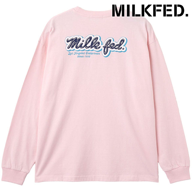 ミルクフェド MILKFED. アイシングロゴ Tシャツ [103254011002 FW25] ICING LOGO L/S TEE レディース トップス 長袖 クルーネック ライトピンク 正規取扱店