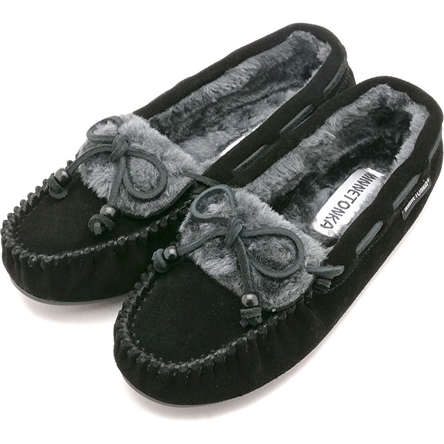 【SALE】ミネトンカ MINNETONKA フラットシューズ キーラ スリッパー [40680 FW25] KYRA SLIPPER レディース 靴 ファーモカシン 日本別注 BLACK 正規取扱店【ts】