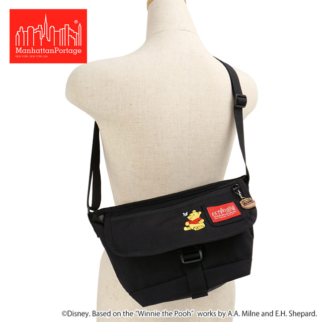 マンハッタンポーテージ Manhattan Portage ナイロンメッセンジャーバッグXXS くまのプーさん [MP1603FZP500PH FW25] NYLON MESSENGER BAG(XXS)FZP 500D CORDURA 25/POOH メンズ・レディース 鞄 ショルダーバッグ ディズニー Black 正規取扱店
