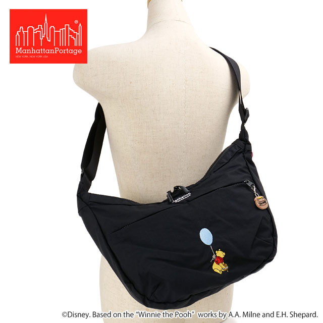 マンハッタンポーテージ Manhattan Portage デュエット ショルダーバッグ くまのプーさん [MP2409TSPH25 FW25] DUET SHOULDER BAG NYLON TUSSAH QUILL 25/POOH メンズ・レディース 鞄 斜めかけ ワンショルダー ディズニー Black 正規取扱店