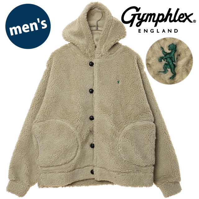ジムフレックス Gymphlex ボアフーデッドジャケット [#GY-A0727 BOA FW25] BOA HOODED JACKET メンズ アウター 前ボタン TAUPE(GREEN) 正規取扱店
