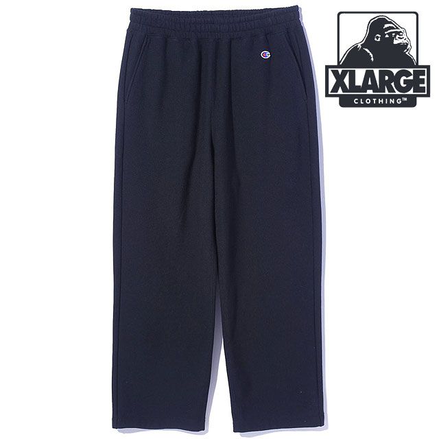 エクストララージ XLARGE メンズ チャンピオン リバースウィーブ ワイドスウェットパンツ [101254031019 FW25] XLARGE×Champion REVERSE WEAVE WIDE SWEAT PANTS x-large エックスラージ ボトムス ロングパンツ 長ズボン コラボ BLACK 正規取扱店