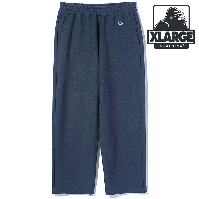エクストララージ XLARGE メンズ チャンピオン リバースウィーブ ワイドスウェットパンツ [101254031019 FW25] XLARGE×Champion REVERSE WEAVE WIDE SWEAT PANTS x-large エックスラージ ボトムス ロングパンツ 長ズボン コラボ NAVY 正規取扱店