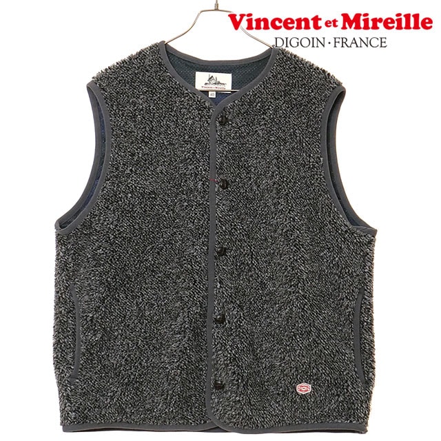 ヴァンソン エ ミレイユ VINCENT ET MIREILLE ボアベスト [VM252BL25140-92 FW25] BOA VEST メンズ・レディース ライトアウター 前ボタン フリースベスト GRAY-MIX 正規取扱店