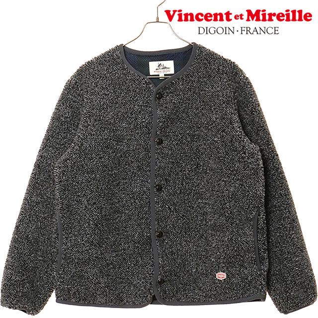 ヴァンソン エ ミレイユ VINCENT ET MIREILLE ボアカーディガン [VM252BL25130-92 FW25] BOA CARDIGAN メンズ・レディース ライトアウター 前ボタン フリースジャケット GRAY-MIX 正規取扱店
