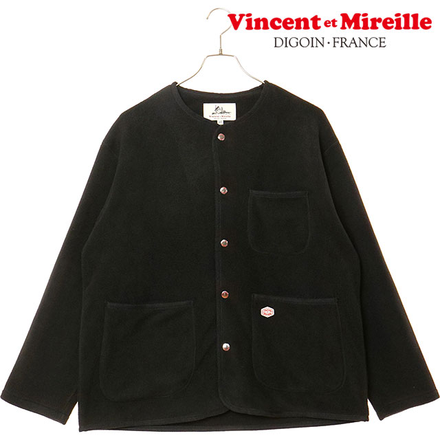 ヴァンソン エ ミレイユ VINCENT ET MIREILLE フリースカーディガン [VM252FL00220-09 FW25] FLEECE CARDIGAN メンズ ライトアウター 前ボタン BLACK 正規取扱店