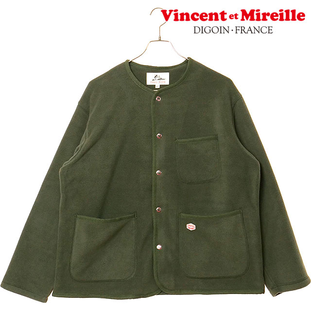 ヴァンソン エ ミレイユ VINCENT ET MIREILLE フリースカーディガン [VM252FL00220-67 FW25] FLEECE CARDIGAN メンズ ライトアウター 前ボタン OLIVE 正規取扱店