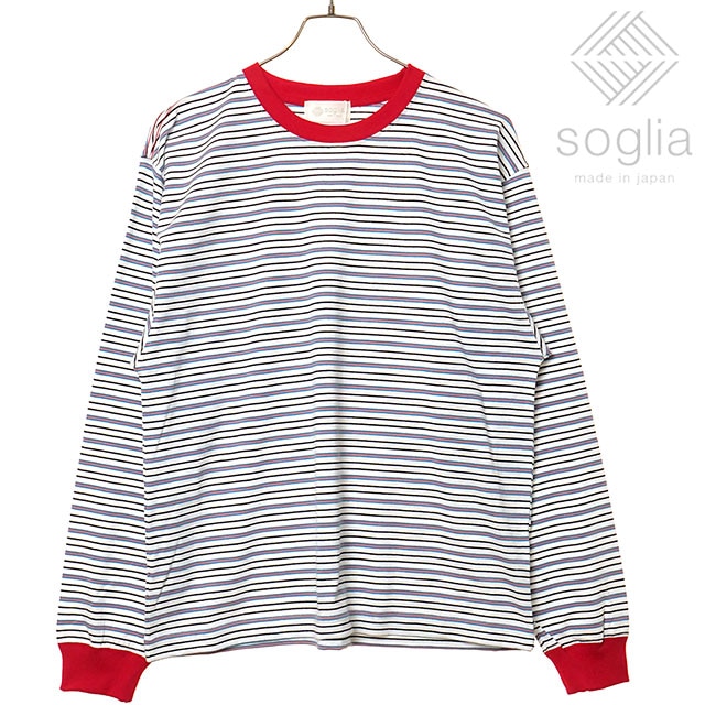 【SALE】ソリア Soglia オープンエンド マルチボーダー ロングスリーブTシャツ [FW25] Open End Multiborder Long Sleeve T メンズ・レディース トップス カットソー 長袖 日本製 トリコカラー White-border 正規取扱店【ts】