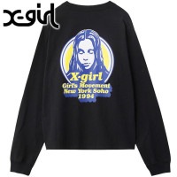 エックスガール X-girl ロングスリーブTシャツ [105254011004 FW25] MESSAGE AND FACE CIRCLE LOGO L/S TEE レディース xgirl トップス