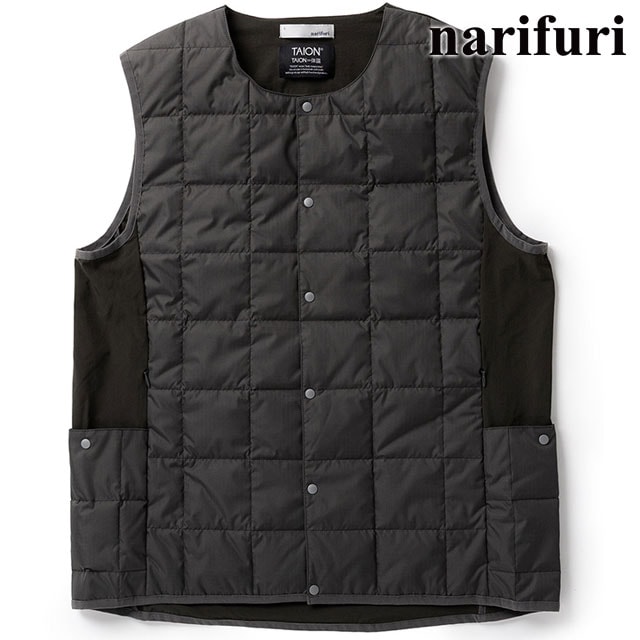ナリフリ narifuri TAION サイドポケットインナーダウンベスト [NFTA-09 FW25] メンズ トップス タイオン コラボ CHARCOAL 正規取扱店