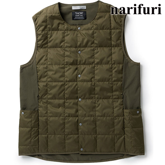 ナリフリ narifuri TAION サイドポケットインナーダウンベスト [NFTA-09 FW25] メンズ トップス タイオン コラボ D.OLIVE 正規取扱店