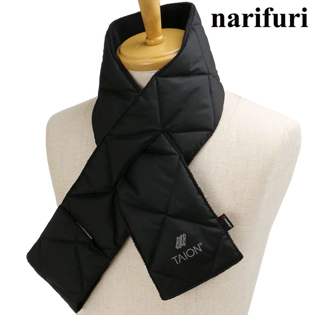ナリフリ narifuri TAION リバーシブルダウンキルトマフラー [NFTA-10 FW25] メンズ・レディース タイオン コラボ ネックウォーマー BLACK 正規取扱店