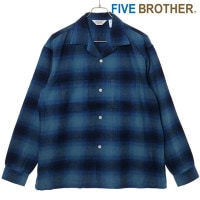 ファイブブラザー FIVE BROTHER チェック ワンナップシャツ [152570 FW25] CHECK ONE-OP SHIRTS メンズ トップス 長袖 開襟シャツ ネルシャツ BLUE 正