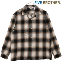 ファイブブラザー FIVE BROTHER チェック ワンナップシャツ [152570 FW25] CHECK ONE-OP SHIRTS メンズ トップス 長袖 開襟シャツ ネルシャツ BLACK 