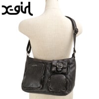 エックスガール X-girl マルチポケット フェイクレザーショルダーバッグ [105254053001 FW25] MULTI POCKET FADED FAUX LEATHER BAG レディース