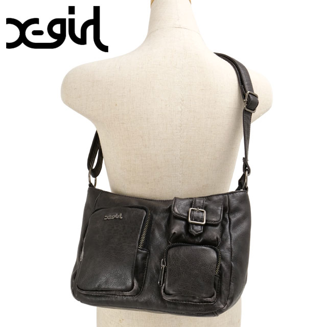 flexwithme ショルダーバッグ エックスガール X-girl マルチポケット フェイクレザーショルダー