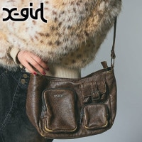 エックスガール X-girl マルチポケット フェイクレザーショルダーバッグ [105254053001 FW25] MULTI POCKET FADED FAUX LEATHER BAG レディース