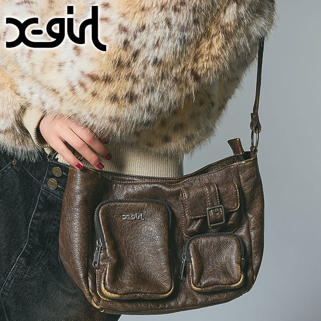 エックスガール X-girl マルチポケット フェイクレザーショルダー
