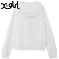 エックスガール X-girl ラインストーンロゴ ロングスリーブTシャツ [105254011007 FW25] RHINESTONE COMBINATION LOGO L/S TEE レディース x