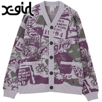 エックスガール X-girl ジャガードニットカーディガン [105254015019 FW25] COLLAGE GRAPHIC JACQUARD KNIT CARDIGAN レディース xgirl