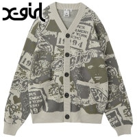 エックスガール X-girl ジャガードニットカーディガン [105254015019 FW25] COLLAGE GRAPHIC JACQUARD KNIT CARDIGAN レディース xgirl