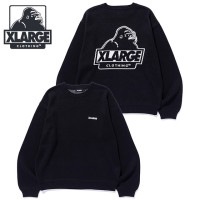 エクストララージ XLARGE ニットセーター [101254015002 FW25] SLANTED OG KNIT SWEATER メンズ トップス クルーネック アクリルニット ブラック 正規取