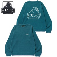 エクストララージ XLARGE ニットセーター [101254015002 FW25] SLANTED OG KNIT SWEATER メンズ トップス クルーネック アクリルニット ブルー 正規取扱