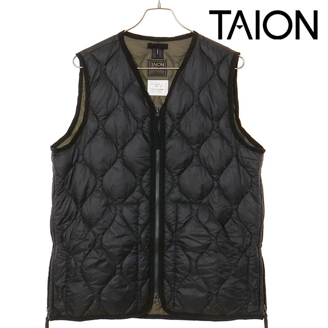 タイオン TAION ミリタリー Vネックダブルジップダウンベスト [TAION-001ALSZML-1 FW25] U MILITARY V NECK W-ZIP DOWN VEST メンズ・レディース アウター インナーダウン ソフトシェル BLACK 正規取扱店