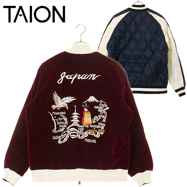 タイオン TAION リバーシブル“SKAJAN”ダウンジャケット [TAION-JK04JS FW25] U REVERSIBLE "SKAJAN" DOWN JACKET メンズ・レディース アウター インナーダウン スカジャン 2WAY JAPAN SPECIAL D.BURGUNDY×D.NVY 正規取扱店