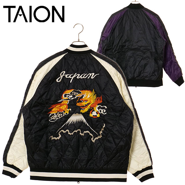 タイオン TAION リバーシブル“SKAJAN”ダウンジャケット [TAION-JK04JS-N1 FW25] U REVERSIBLE "SKAJAN" DOWN JACKET メンズ・レディース アウター インナーダウン スカジャン 2WAY JAPAN SPECIAL BK/OFF×BK/D.PURPLE 正規取扱店
