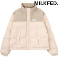 ミルクフェド MILKFED. バーパッチ パファージャケット [103254021004 FW25] BAR PATCH PUFFER JACKET レディース アウター 中綿ジャケット 防寒 オフ
