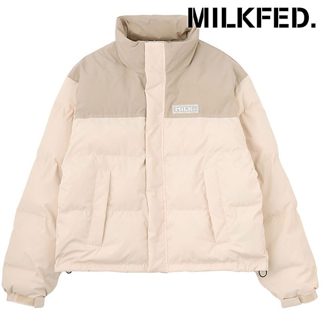 ミルクフェド MILKFED. バーパッチ パファージャケット [103254021004 FW25] BAR PATCH PUFFER JACKET レディース アウター 中綿ジャケット 防寒 オフホワイト 正規取扱店