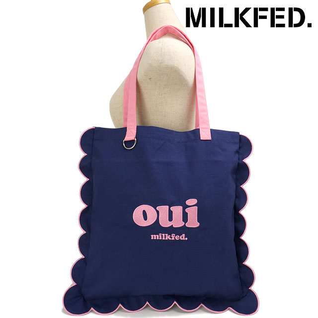 ミルクフェド MILKFED. ラッフル トートバッグ [103254053003 FW25] RUFFLE TOTE BAG レディース 鞄 肩掛け キャンバストート ネイビー 【メール便配送】 正規取扱店