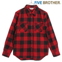 ファイブブラザー FIVE BROTHER メンズ ヘビーフランネル ワークシャツ [152161] HEAVY FLANNEL WORK SHIRTS トップス 長袖 ネルシャツ アメカジ RED 