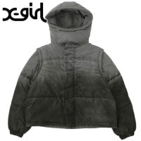 エックスガール X-girl ツーウェイ 中綿ジャケット [105254021004 FW25] FADED 2WAY PADDED JACKET レディース xgirl アウター 防寒 ブラック 正