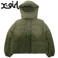 エックスガール X-girl ツーウェイ 中綿ジャケット [105254021004 FW25] FADED 2WAY PADDED JACKET レディース xgirl アウター 防寒 オリーブ 正