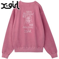 エックスガール X-girl クルーネック スウェットトップ [105254012016 FW25] MIX LOGO & FACE FADED CREWNECK SWEAT TOP レディース xg