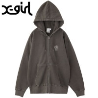 エックスガール X-girl ジップアップスウェットフーディー [105254012017 FW25] MIX LOGO & FACE FADED ZIP UP SWEAT HOODIE レディース 