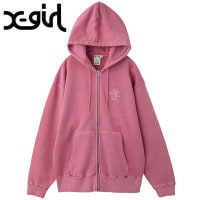 エックスガール X-girl ジップアップスウェットフーディー [105254012017 FW25] MIX LOGO & FACE FADED ZIP UP SWEAT HOODIE レディース 