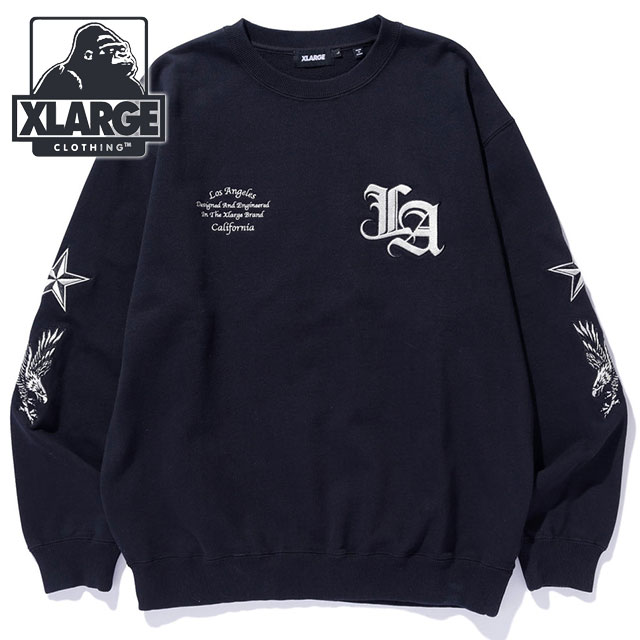 エクストララージ XLARGE クルーネック スウェットシャツ [101254012003 FW25] VARSITY CREWNECK SWEATSHIRT メンズ トップス プルオーバー トレーナー ブラック 正規取扱店